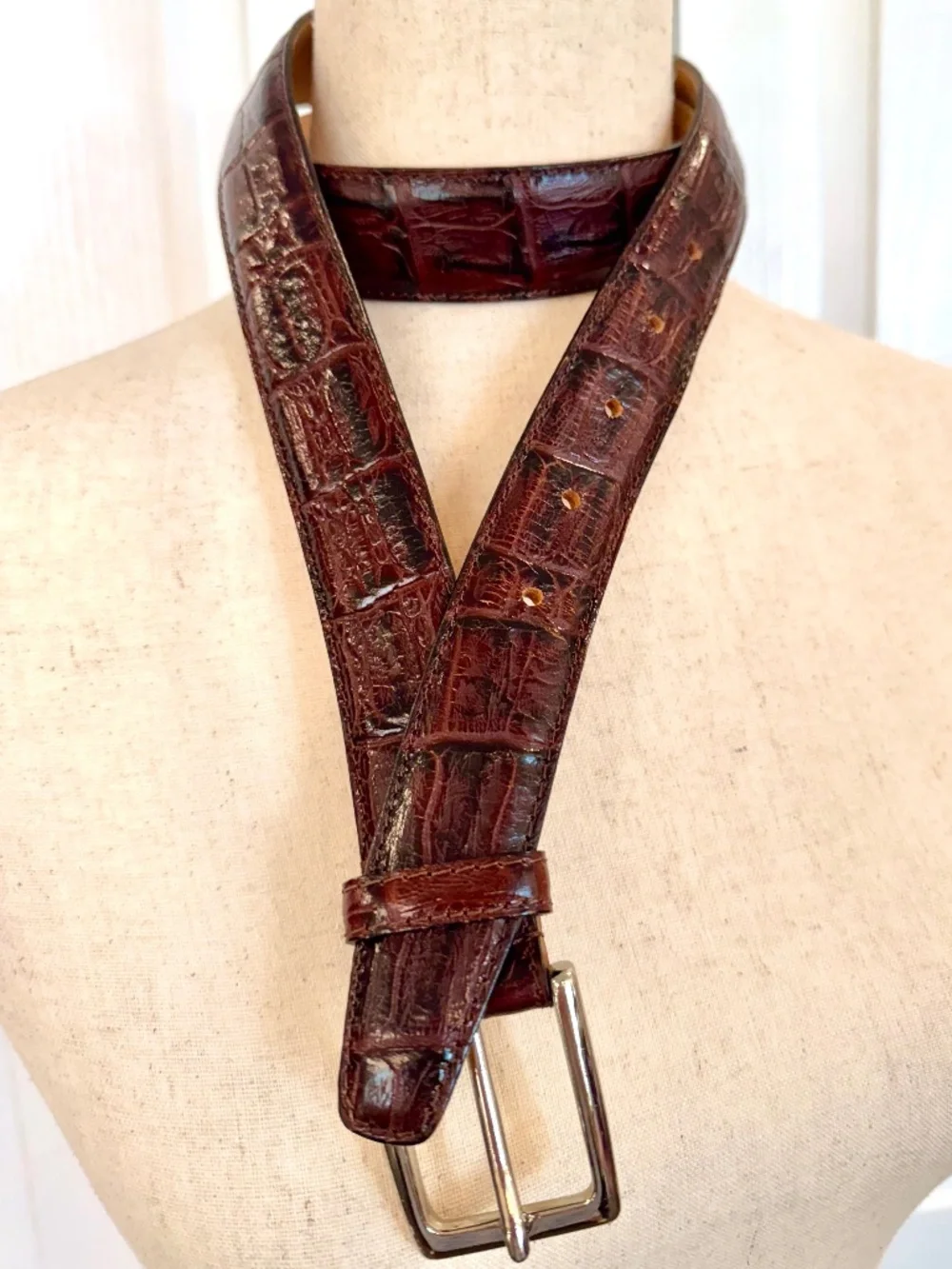 Men's L/37 Mock Alligator Leather Belt by Charles Tyrwhitt London, Made in Italy